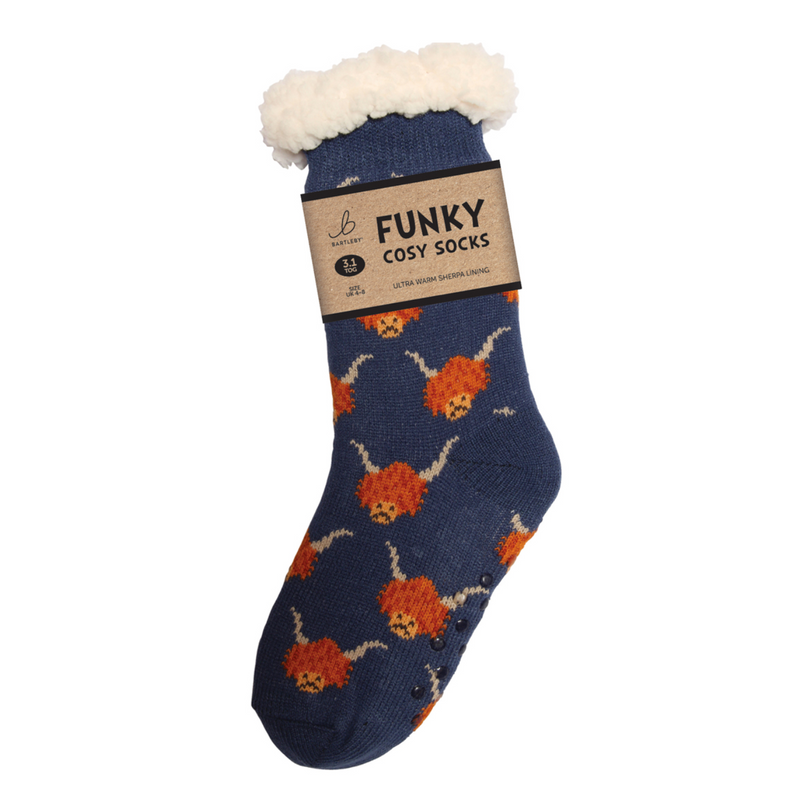 Funky Sherpa Socks - Highland Cow