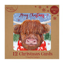 Highland Cow Christmas Cards 12 Pack