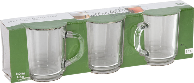 Glass Mugs 8oz 3 Pack