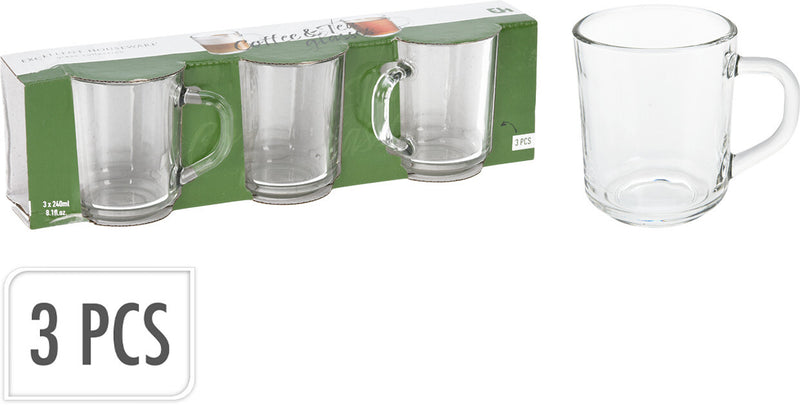 Glass Mugs 8oz 3 Pack