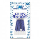 Happy Birthday Candle Set Metallic Blue