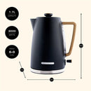 Scandi 1.7L Kettle Matte Cream with Wood Effect