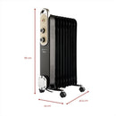 Rediffusion Vintage 9 Fin Oil Filled Radiator 2000W in Black