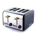 Scandi 4 Slice Toaster Matte Black with Wood Effect