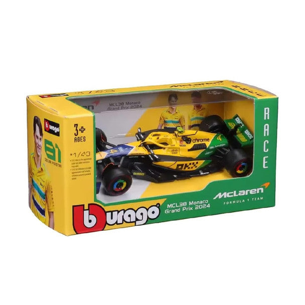 Burago 1:43 F1 Car Mclaren MCL38 Norris Monaco