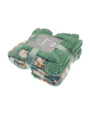 Highland Cow Sherpa Blanket Throw 120x150cm - Green