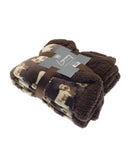 Highland Cow Sherpa Blanket Throw 120x150cm - Mocha