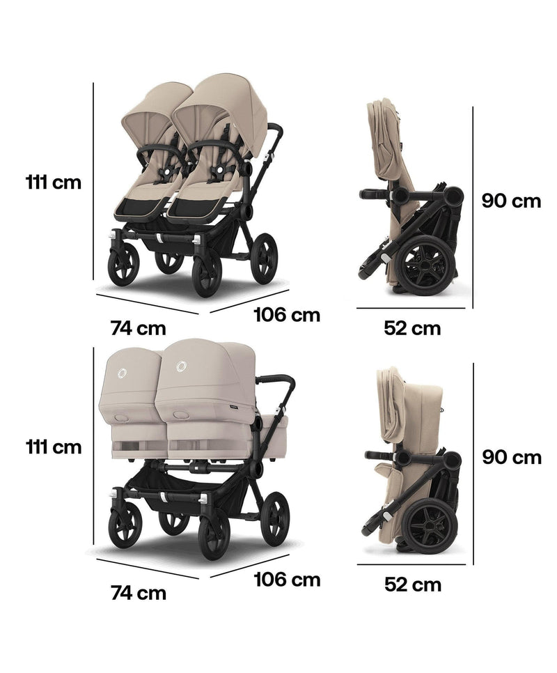 Bugaboo Donkey Twin Carrycot Seat Pushchair Desert Taupe