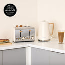 Scandi 4 Slice Toaster Matte Cream with Wood Effect