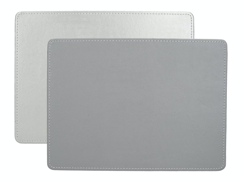 Faux Leather Metallic Silver Placemats 4pk