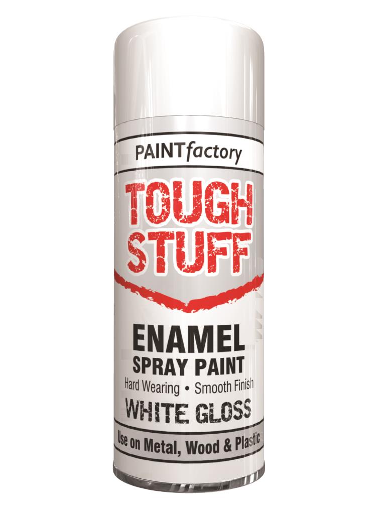 Paint Factory Tough Stuff White Gloss Enamel Spray Paint 400ml
