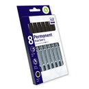 Permanent Marker Pens 8pk - Black