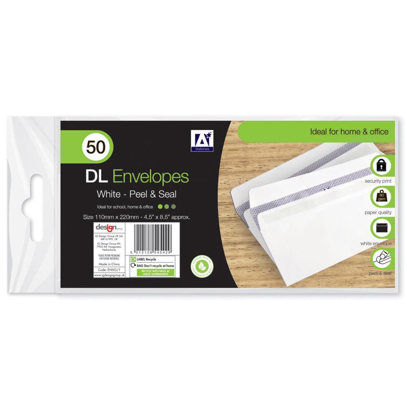 DL White Envelopes 50pk