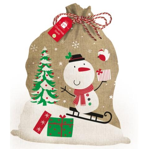 Snowman Hessian Santa Sack