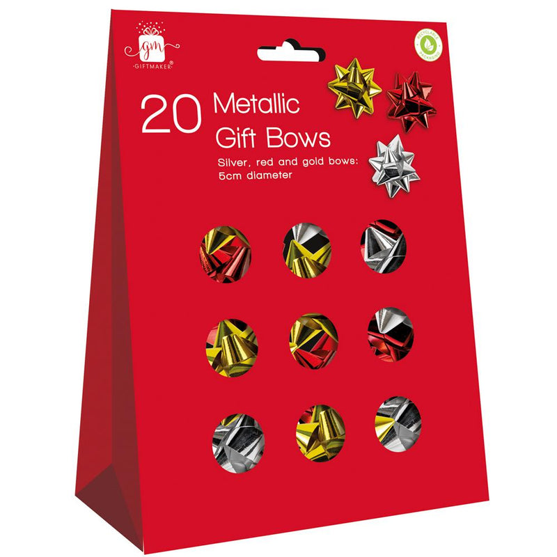 Metallic Gift Bows Assorted - 20 Pack