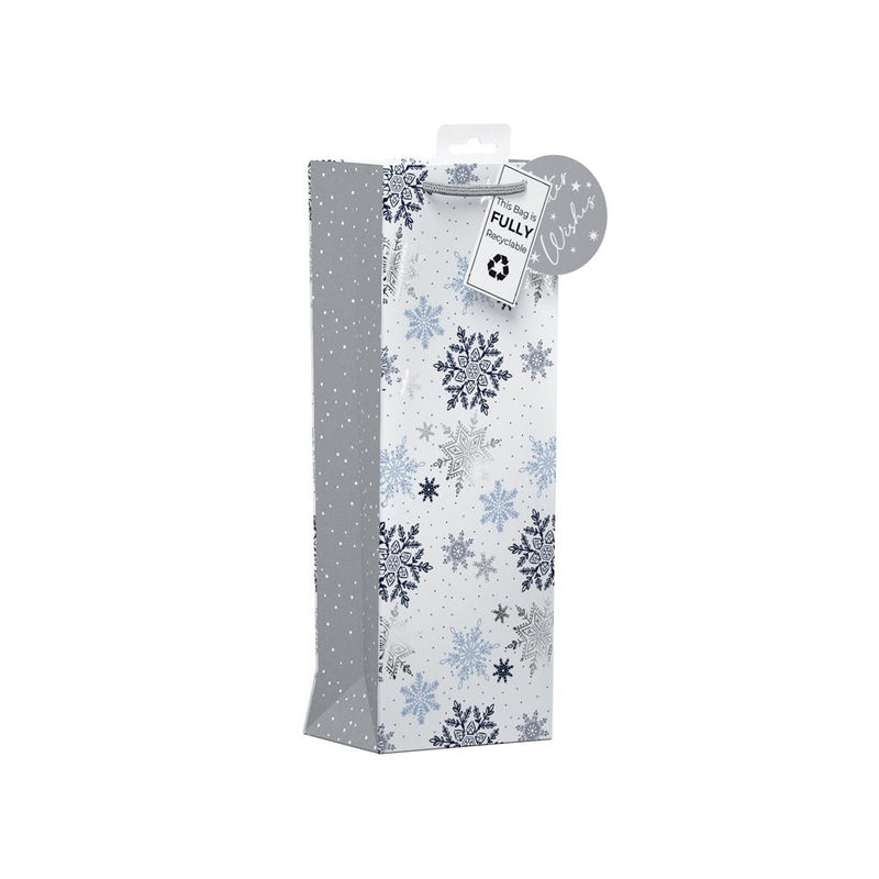 Snowflakes Christmas Gift Bag - Bottle