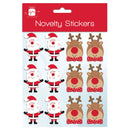 Novelty Christmas Stickers Santa & Reindeer