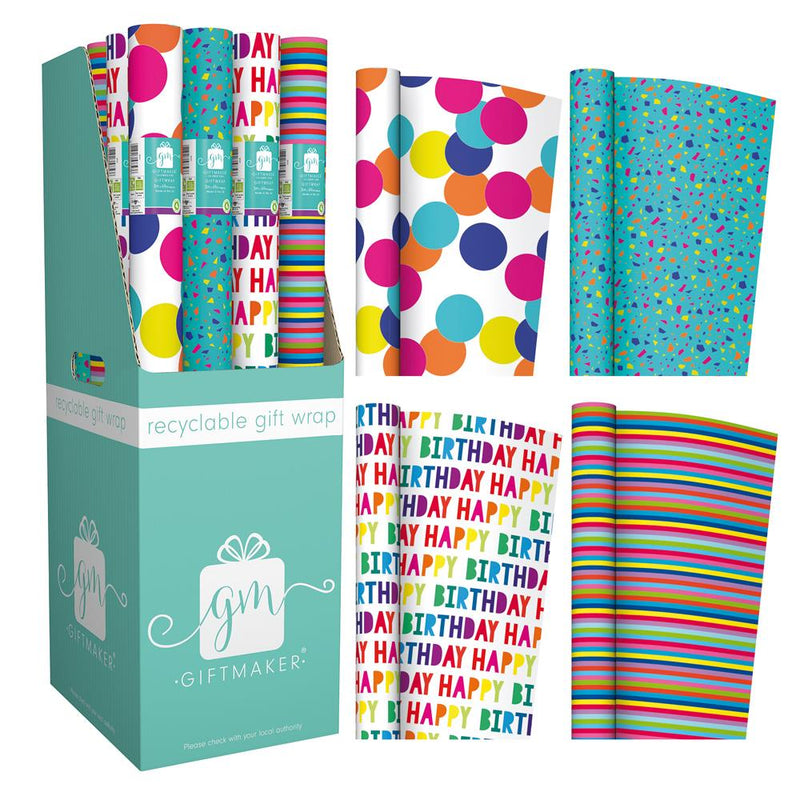 Brights Gift Wrap 3m Assorted