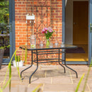Large Glass Top Garden Table - Black
