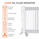 Warmlite Oil Filled Radiator With Timer 2500W