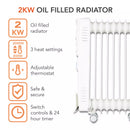 Warmlite Oil Filled Radiator 2000W With Timer