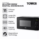 Tower 20L Digital Microwave - Black
