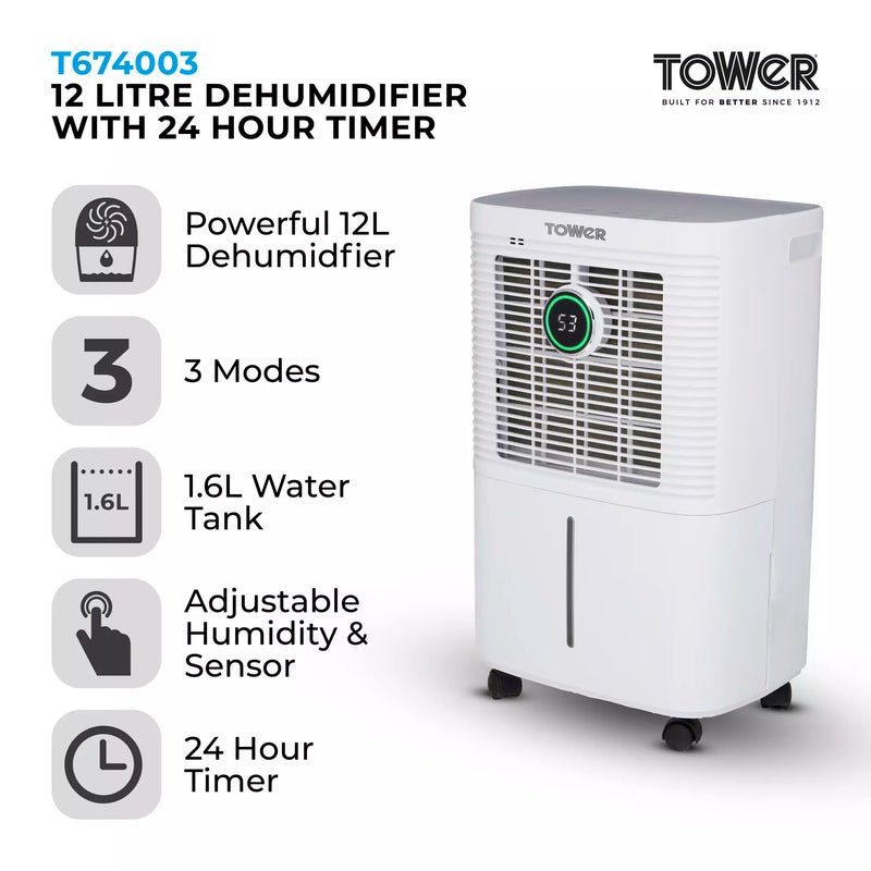 Tower Dehumidifier 12L