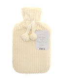 Hot Water Bottle with Luxury Plush Jacquard Stripe Cover - Assorted