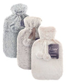 Hot Water Bottle with Luxury Tipped Faux Fur Cover - Assorted Colours