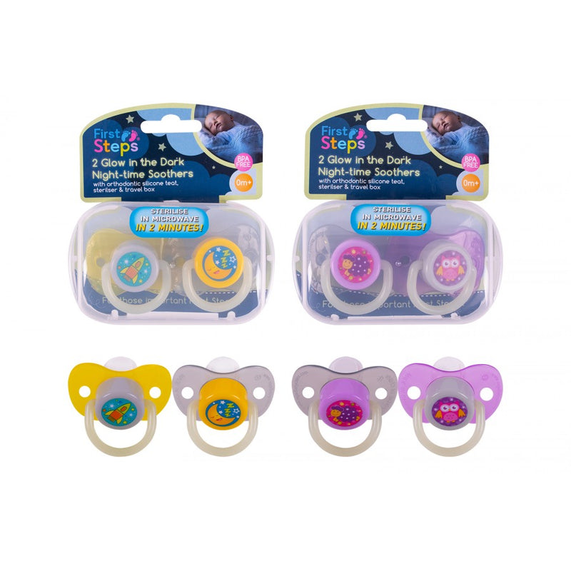 First Steps Night Time Soother 2pk - Assorted Designs