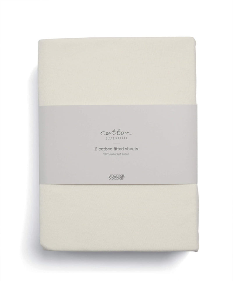 Mamas & Papas Fitted Cotbed Sheet 2pk - Cream