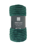 Ribbed Coral Fleece Blanket Throw - Assorted