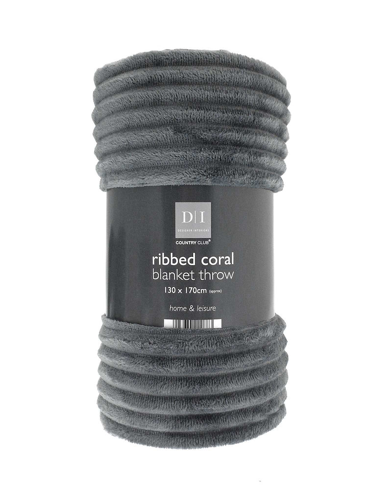 Ribbed Coral Fleece Blanket Throw - Assorted