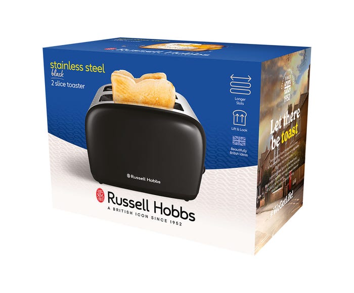Russell Hobbs Black Stainless Steel 2 Slice Toaster