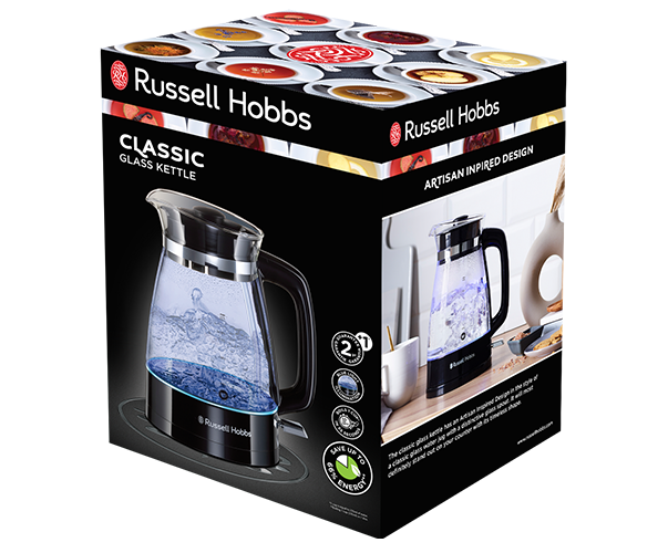 Russel Hobbs Black Classic Glass Kettle