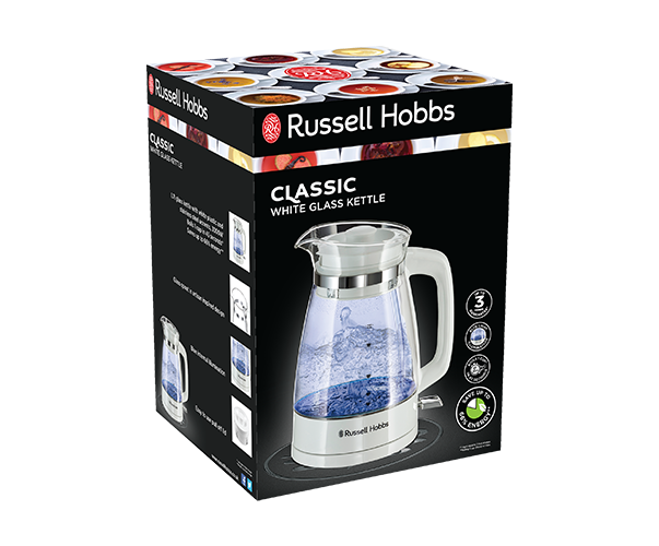Russel Hobbs White Classic Glass Kettle