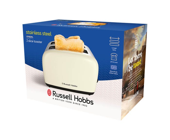 Russell Hobbs Cream Stainless Steel 2 Slice Toaster