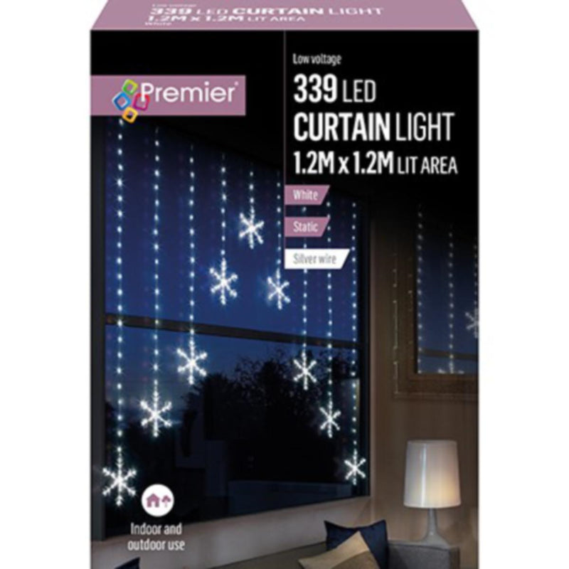 LED Snowflake Curtain Lights - White