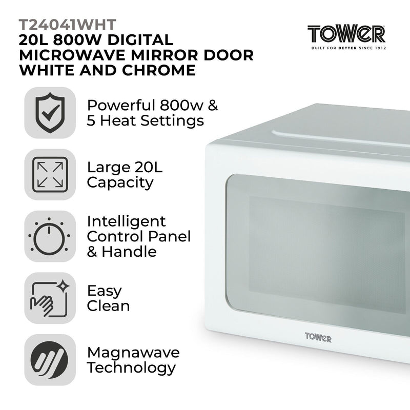20L 800W Digital Microwave White
