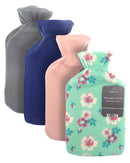 Hot Water Bottles with Fleece Cover - Assorted Colours
