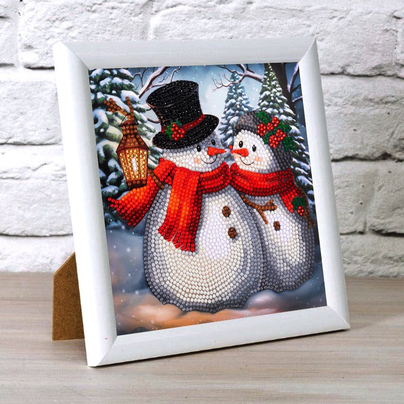 Crystal Art Card 18cm x 18cm - Frosty & Merry