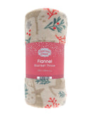 Festive Reindeer Flannel Blanket Throw