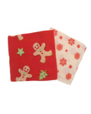 Gingerbread Fleece Blanket Throw 2 Pack