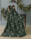 Festive Reindeer Fleece Blanket Throw 120x150cm
