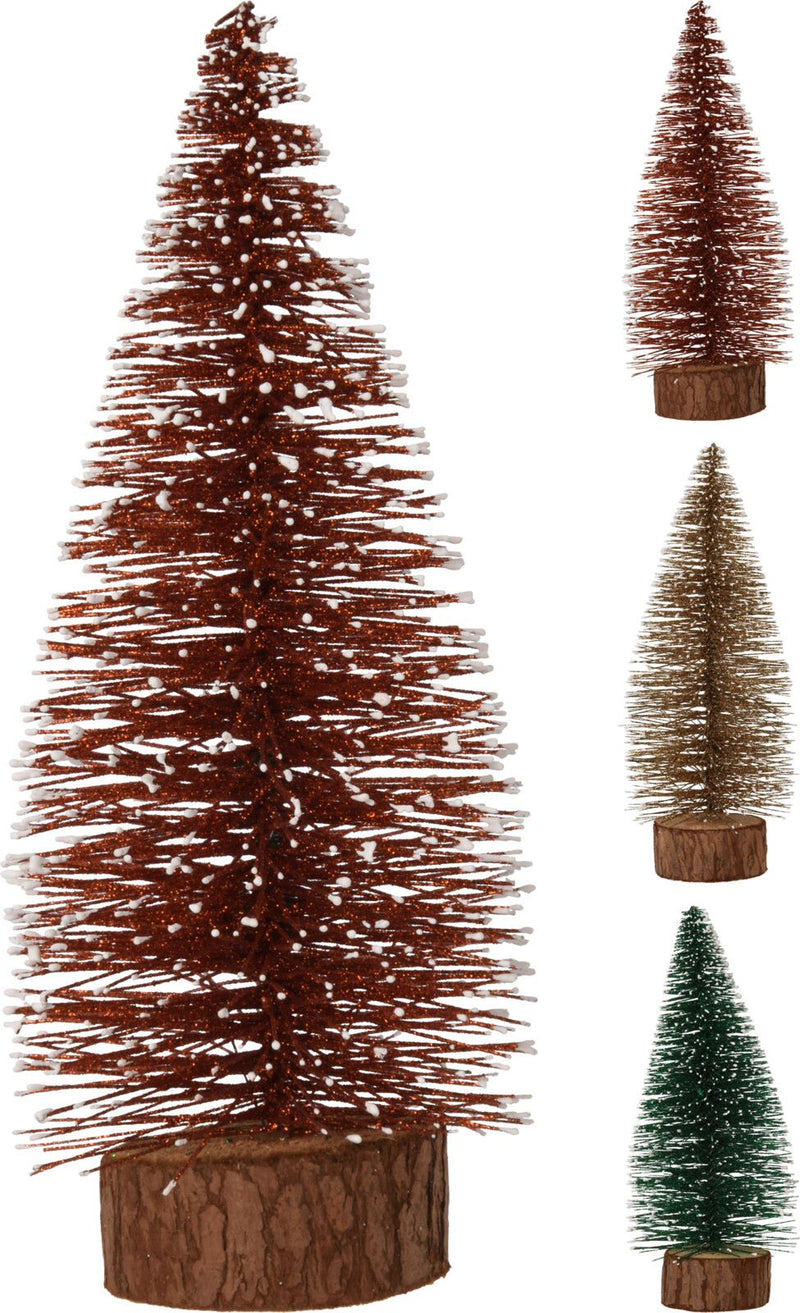 Glitter Bottle Brush Tree 25cm Assorted