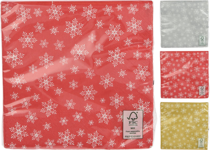 Snowflake Napkins 16 Pack Assorted