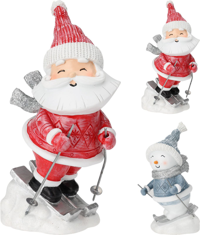 Skiing Santa/Snowman Figure Assorted