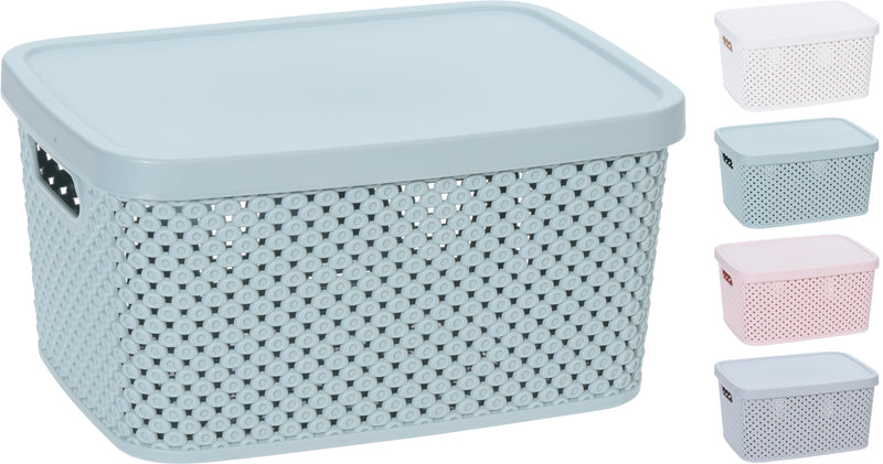 Storage Box With Lid Diamond Design Assorted Colours Small