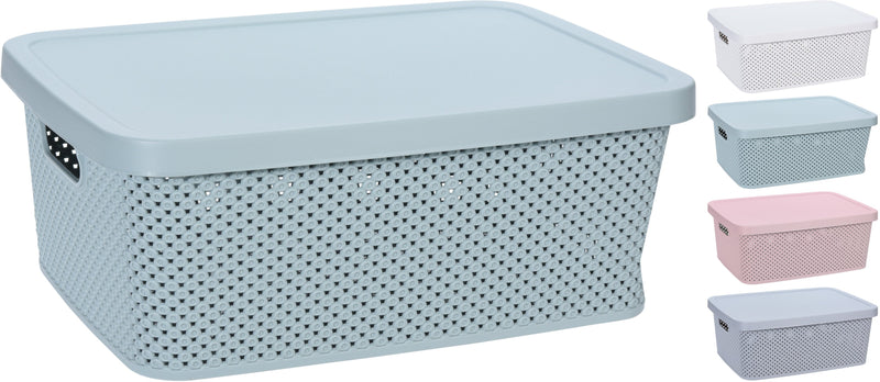 Storage Box With Lid Diamond Design Assorted Colours Lge