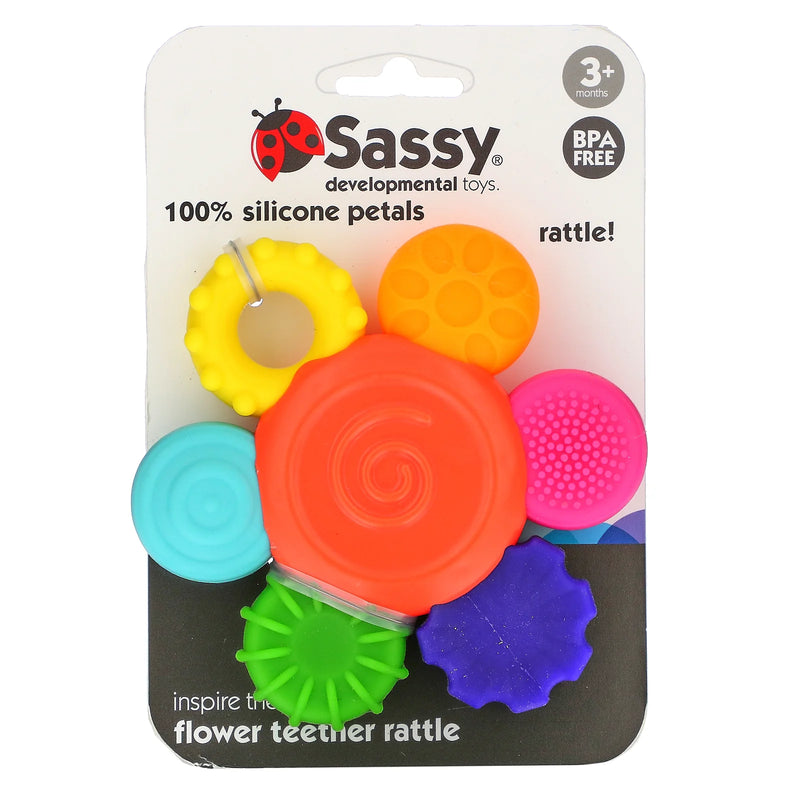 Sassy Silicone Rattle Teether - Flower